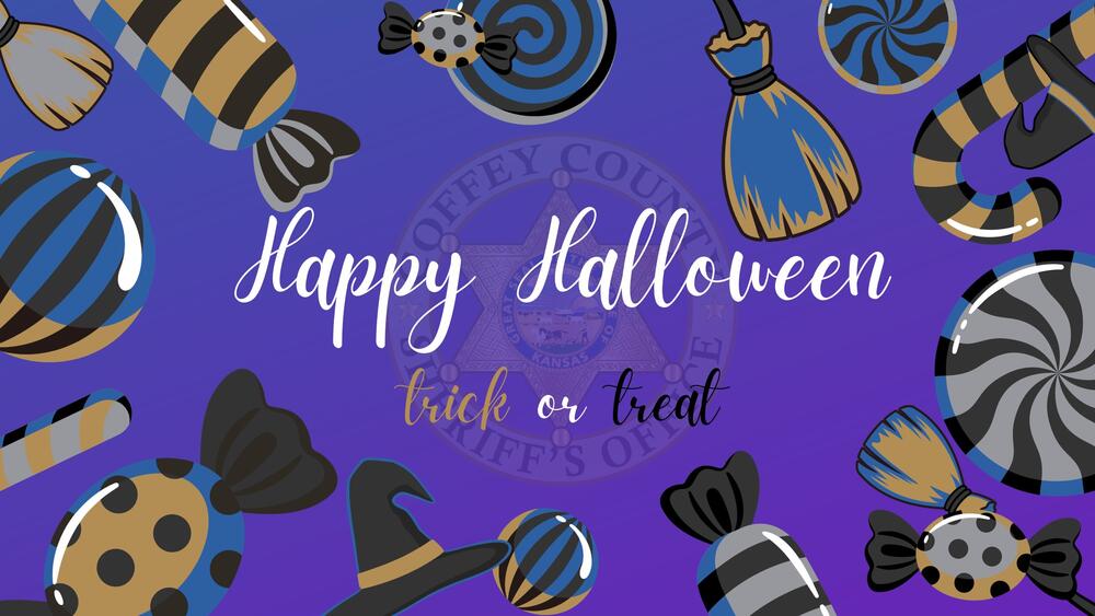 Happy Halloween Holiday Image Purple Gold Blue and Black