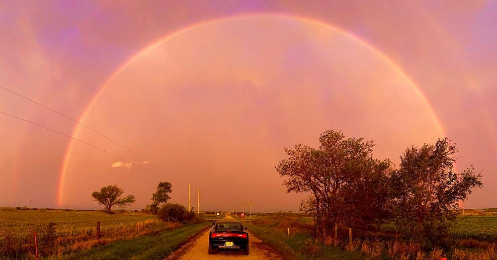 Patrol Car with Rainbow Sky