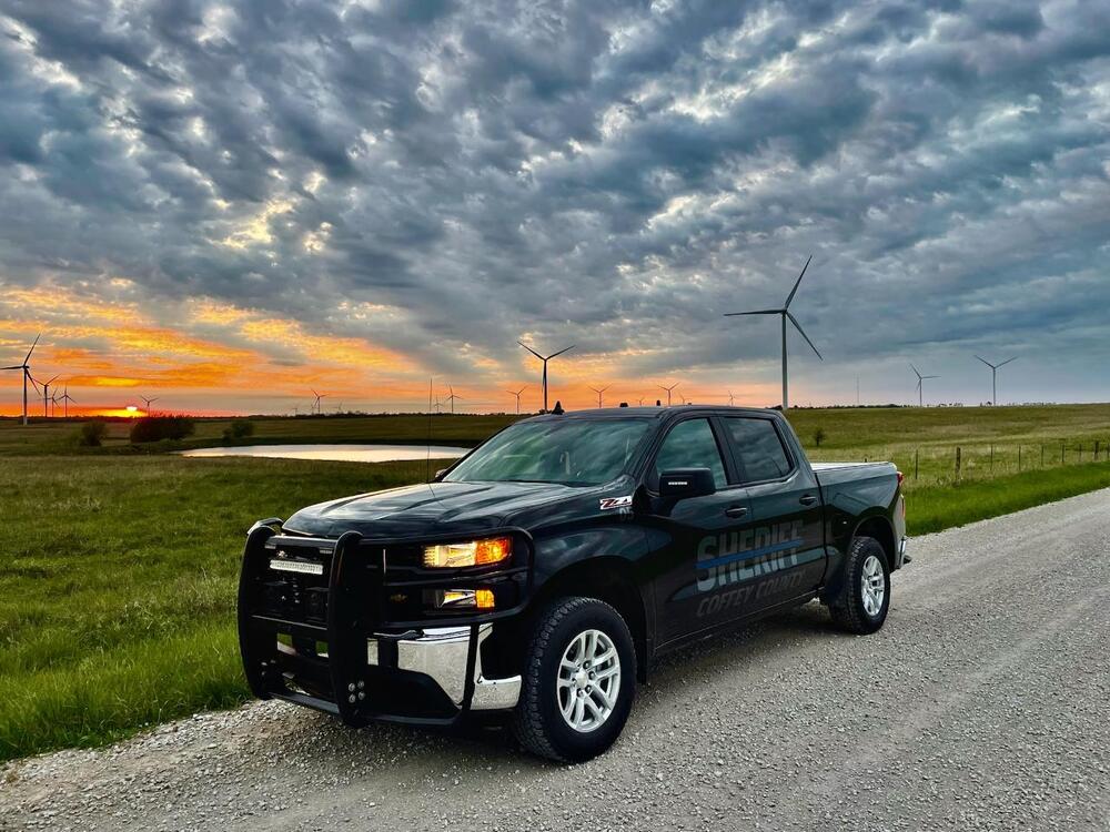 Patrol Truck with Sunset/Sunrise Sky